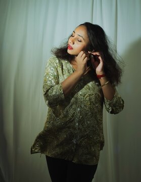 Fashion photoshoot indoors.
