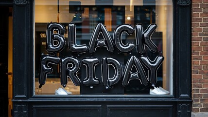 Black Friday sale sign on store window. Black Friday sale concept.