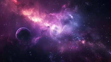 Beautiful space background with a nebula, shining stars, and cosmic stardust