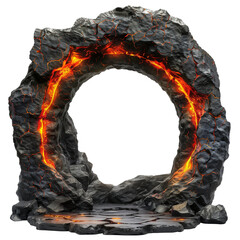 Portal to hell. Gate to hell. Entrance to hell. Portal with fire. Stone portal with lava. Stone portal to hell. Lava and fire. Path to death. Passage to the kingdom of the dead. Infernal Portal.