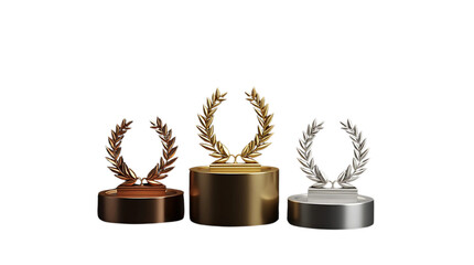 Winner award podium prize silver gold bronze trophy win champion pedestal first stage sport. Podium background winner 3d award ceremony medal platform laurel best place second third PNG transparent