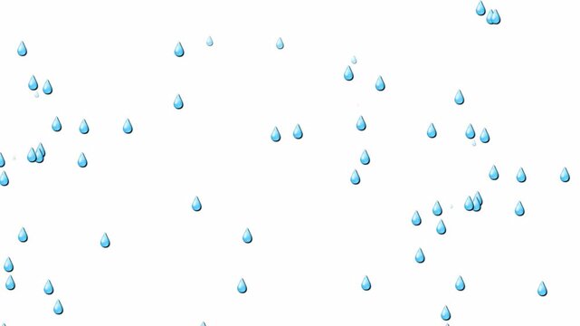 2d rain animation on white screen. Animated display of raindrops. Rain animation is used for all purposes
