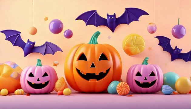 sweet halloween background with pumpkins