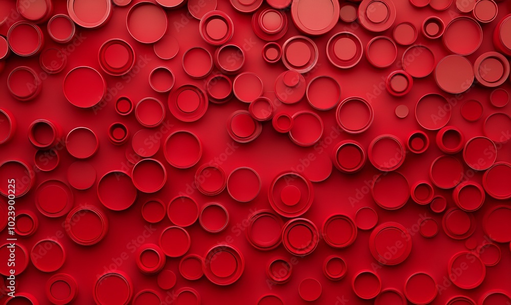 Poster a red background with many small circles