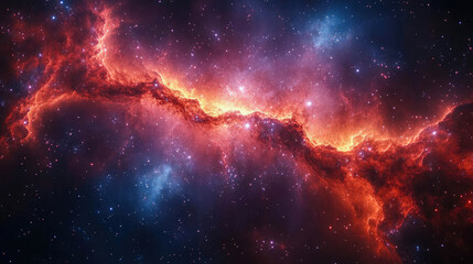 Obraz premium A stunning spiral galaxy with bright, glowing arms radiating golden light and distant stars scattered in outer space