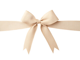 Elegant beige bow with ribbon on an isolated background. transparent background