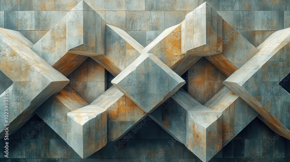Poster abstract geometric pattern of concrete blocks forming a grid.