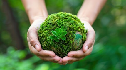 Hands Holding Planet: Emphasizing Environmental Care and Sustainability