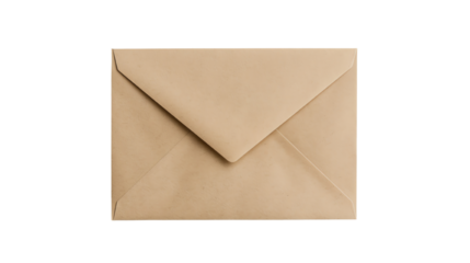 An elegant brown envelope on a white isolated background. transparent background