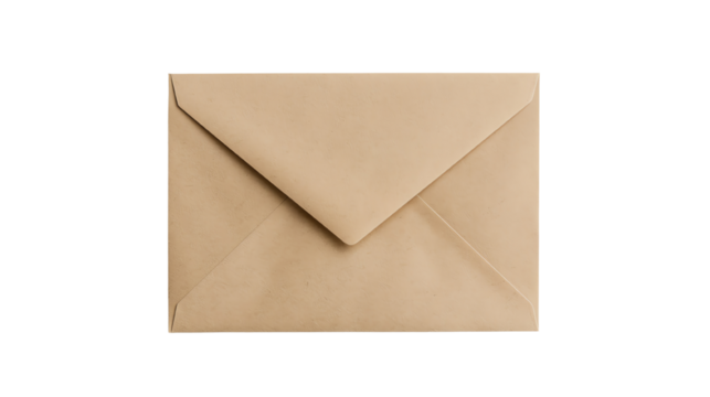 An elegant brown envelope on a white isolated background. transparent background - Powered by Adobe