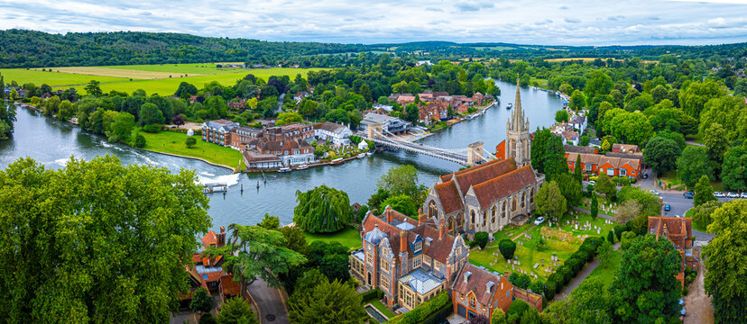 Aerial view of Marlow,a town and civil parish within the Unitary Authority of Buckinghamshire, England
