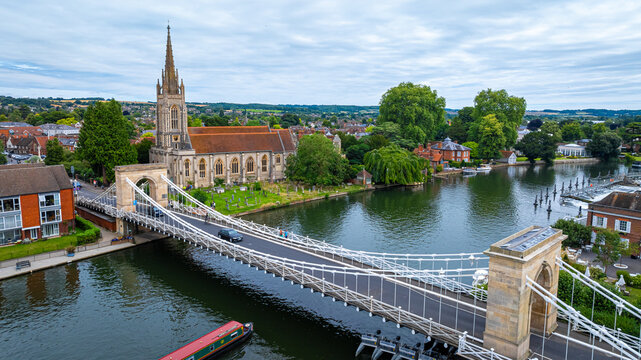 Aerial view of Marlow,a town and civil parish within the Unitary Authority of Buckinghamshire, England