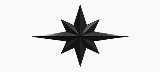 Fototapeta premium A basic, clean illustration of a throwing star, shuriken with sharp, symmetrical edges and a simple, flat design, rendered in a solid black against white
