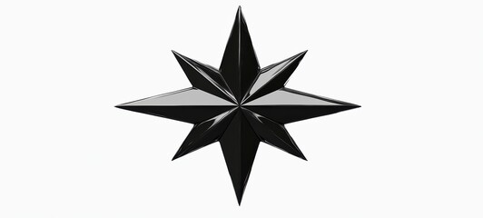 Obraz premium A basic, clean illustration of a throwing star, shuriken with sharp, symmetrical edges and a simple, flat design, rendered in a solid black against white