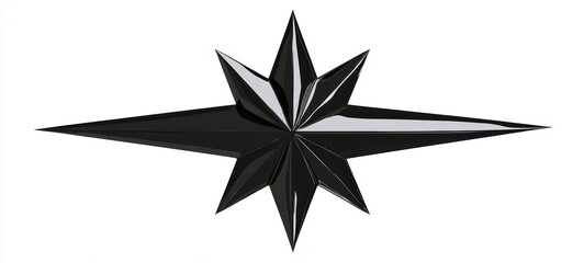 Obraz premium A basic, clean illustration of a throwing star, shuriken with sharp, symmetrical edges and a simple, flat design, rendered in a solid black against white
