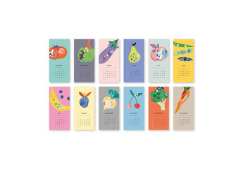 Calendar 2025 With Vegetables Fruits Berries Layout