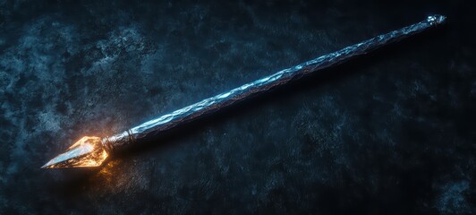 Naklejka premium A minimalist wand with a single crystal embedded at the tip, glowing faintly with magical energy