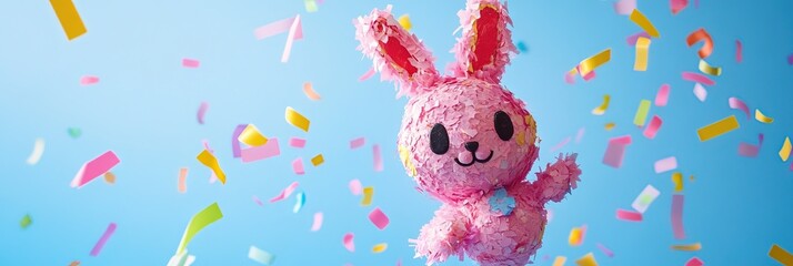 Naklejka premium colorful kawaii bunny pinata, party atmosphere