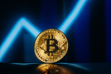 Bitcoin crypto coin close up