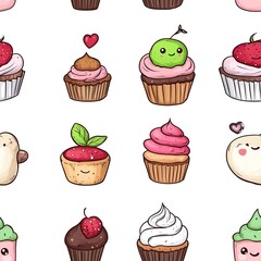 Kawaii cupcakes and desserts