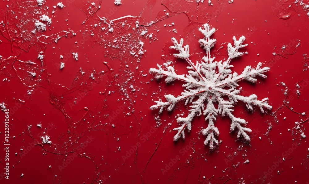 Poster a red background with a snowflake on it