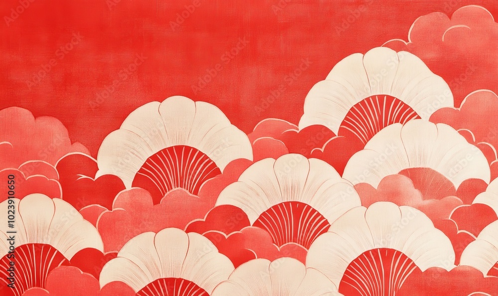 Poster a red background with a red and white pattern