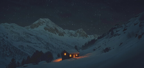 Mountain cabin wallpaper background 005