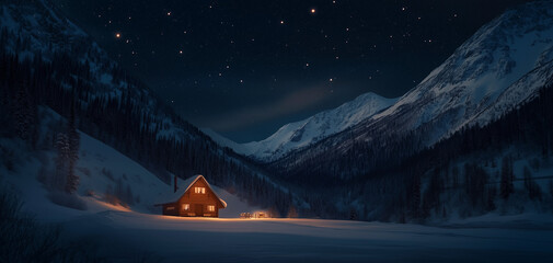Mountain cabin wallpaper background 004