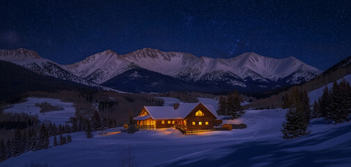 Mountain cabin wallpaper background 003