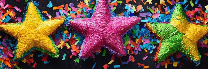 colorful star pinata, party atmosphere 