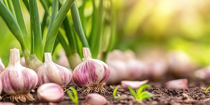 fresh garlic growing
