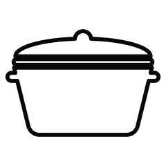 Simple Line Art of a Kitchen Pot with Lid