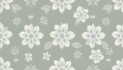 Fototapeta premium Elegance seamless pattern with floral background isolated with white highlights, png