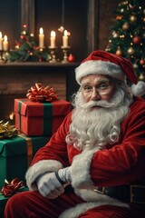 santa claus with christmas gifts