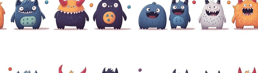 Fototapeta premium Cute cartoon monsters pattern
