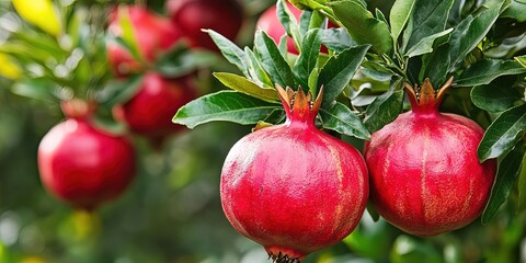 pomegranate growing on pomegranate plant