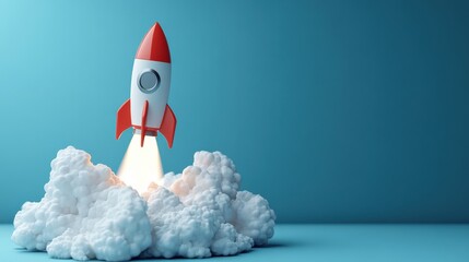 Playful 3D Rocket Launch Scene