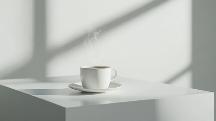 Cozy Coffee Cup with Steam in Minimalist Setting