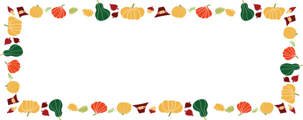 Boarding line  pumpkin and leaf for autumn season celebration or holiday concept