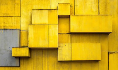 A wall made of rectangular blocks, with a yellow hue