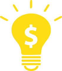 Ideas To Earn Money, Financial Thinking Light Bulb icon.