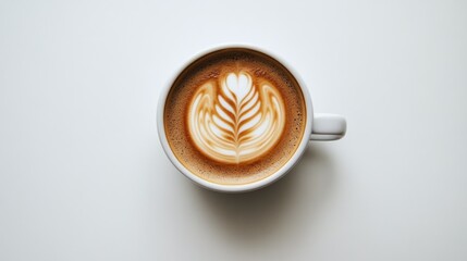 Beautiful Latte Art in a White Coffee Cup
