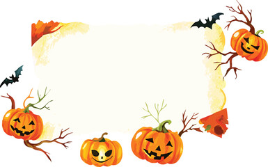 Fototapeta premium Halloween Jack-o'-Lantern Pumpkins Banner Design