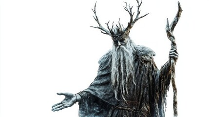 Chernobog displays a commanding stance showcasing his elaborate antlered crown and long beard representing the dark aspects of Scandinavian mythology and folklore.