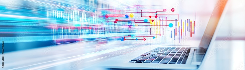 Poster hyper realistic infographic of digital data flow