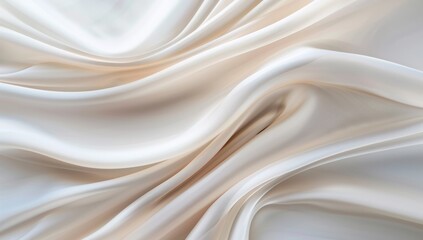 Obraz premium A close-up of white and beige flowing fabrics creates an abstract composition with soft curves against a light background