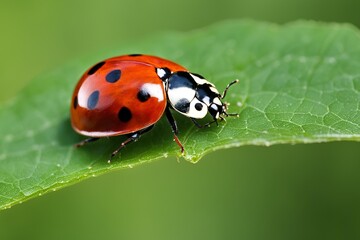 Fototapeta premium Ladybug on a Green Leaf