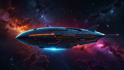 AI spaceship in night in the sky