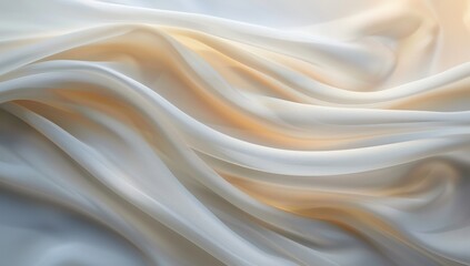 Obraz premium A flowing white fabric with soft folds and subtle gradient colors, creating an elegant abstract background