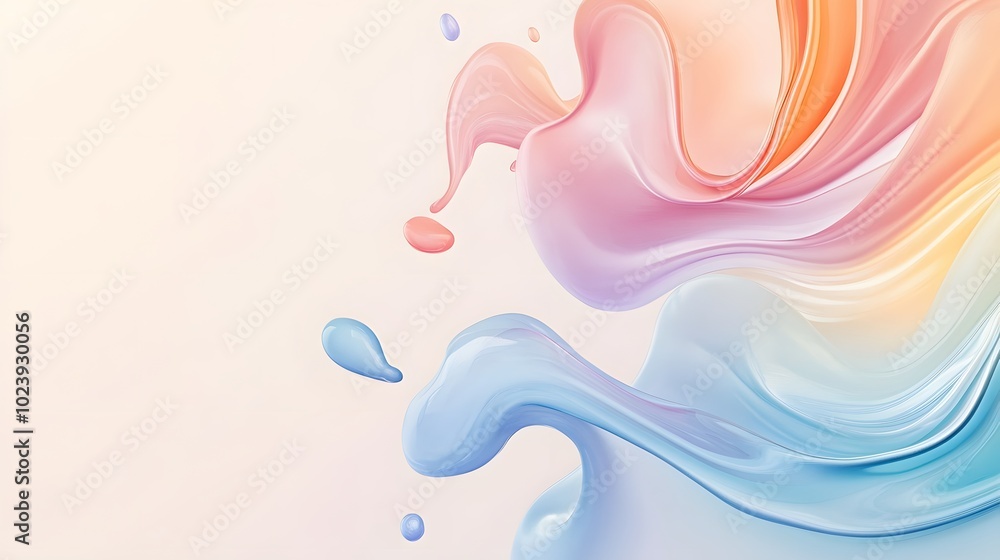 Aufkleber 2. a vibrant composition of flowing banner drops in various pastel shades, gracefully cascading down